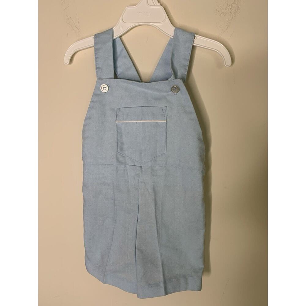 Vintage Saks Fifth Avenue Toddler Baby 4T Bib Overall Shorts Blue Pocket 1970s